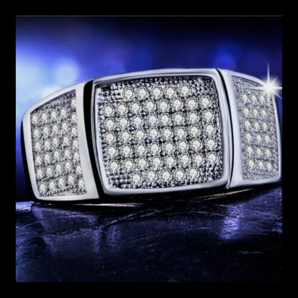 Micro Paved Wedding Band 925 Silver Bling Ring - Picture 4 of 8